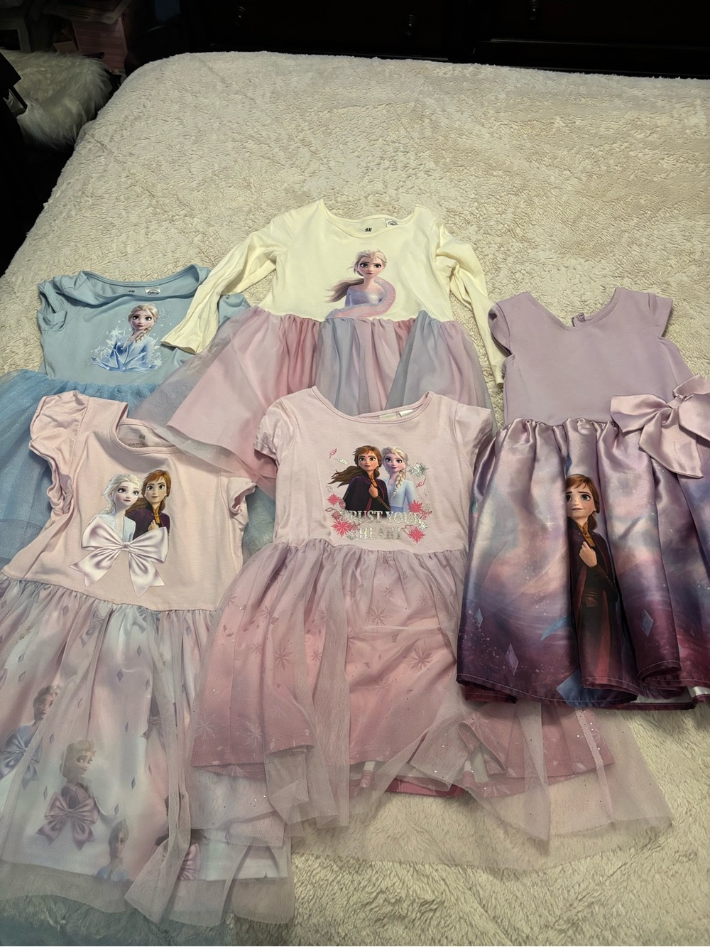 H&M Girls' Frozen Dresses in Pastel Pink, Lavender, Blue & Cream